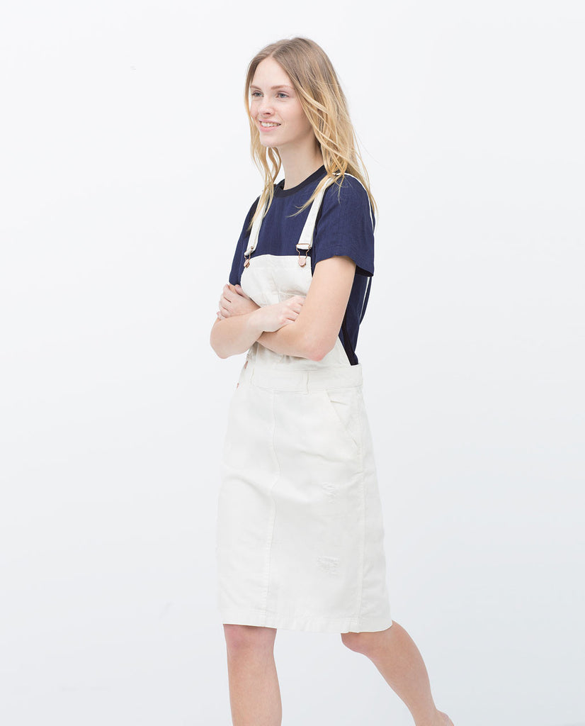 White denim dungarees